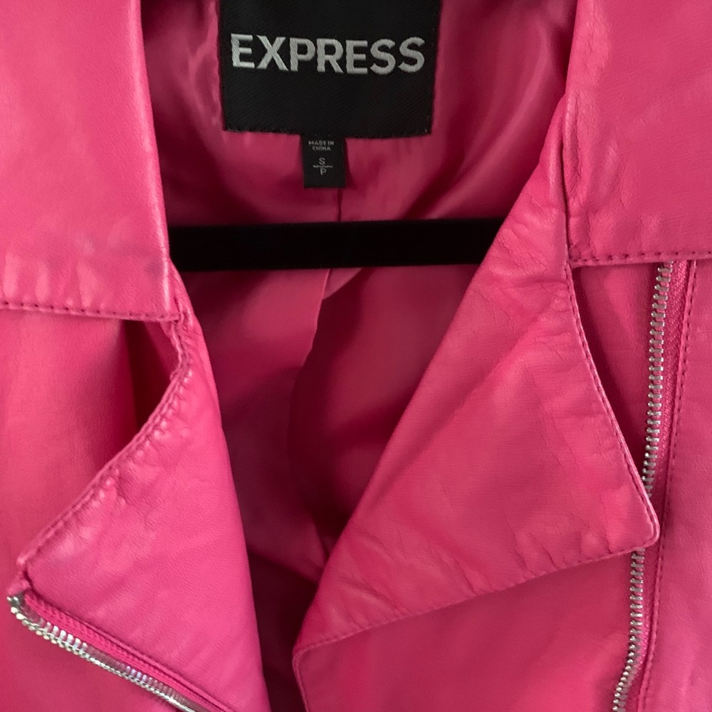 Pink Express Faux Leather Moto Jacket Size Small